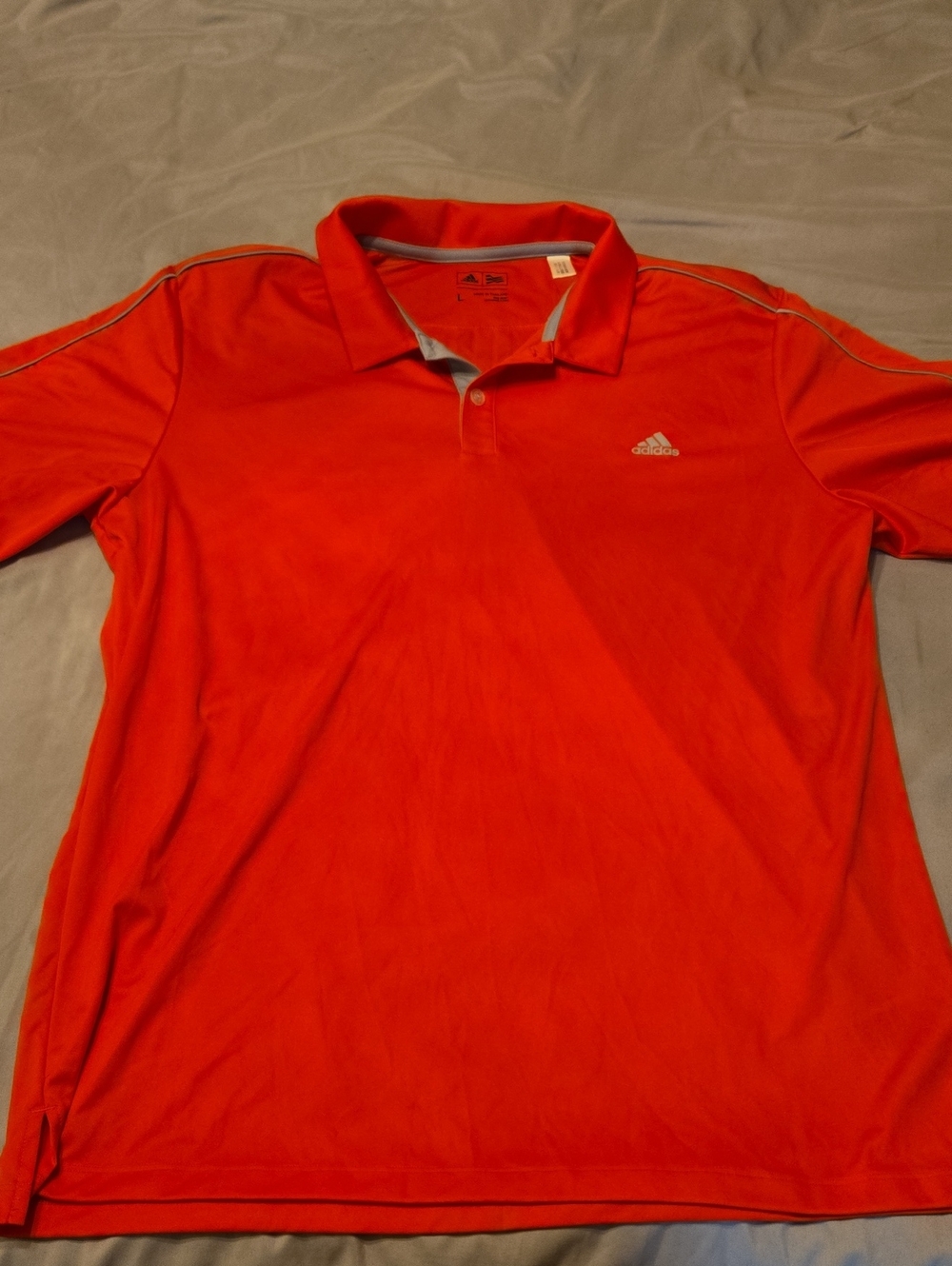 adidas Men’s Orange-Red Polo with Contrast Trim